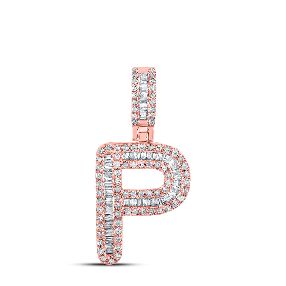3/8CTW-DIA P1P2 MENS INITIAL "P" PENDANT