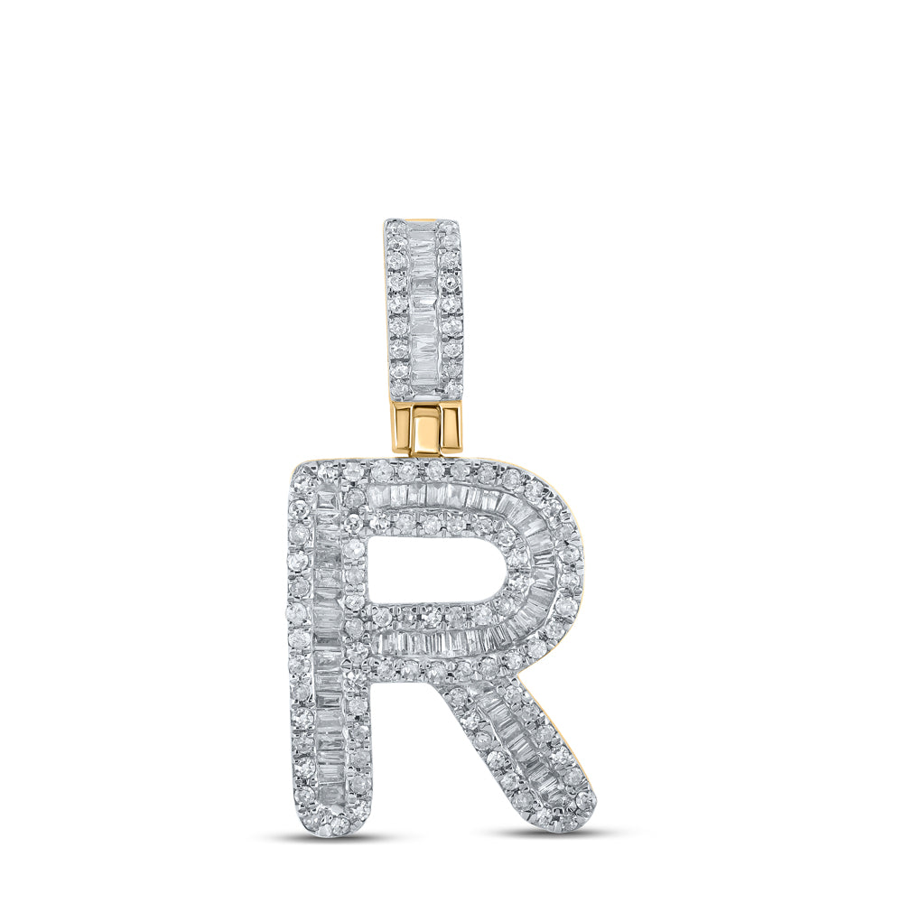 1/2CTW-DIA P1P2 MENS INITIAL "R" PENDANT