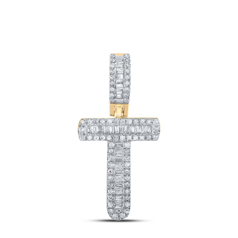 1/3CTW-DIA P1P2 MENS INITIAL "T" PENDANT