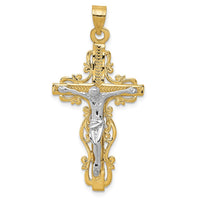 Load image into Gallery viewer, 14k Two-tone Diamond-cut Crucifix Pendant
