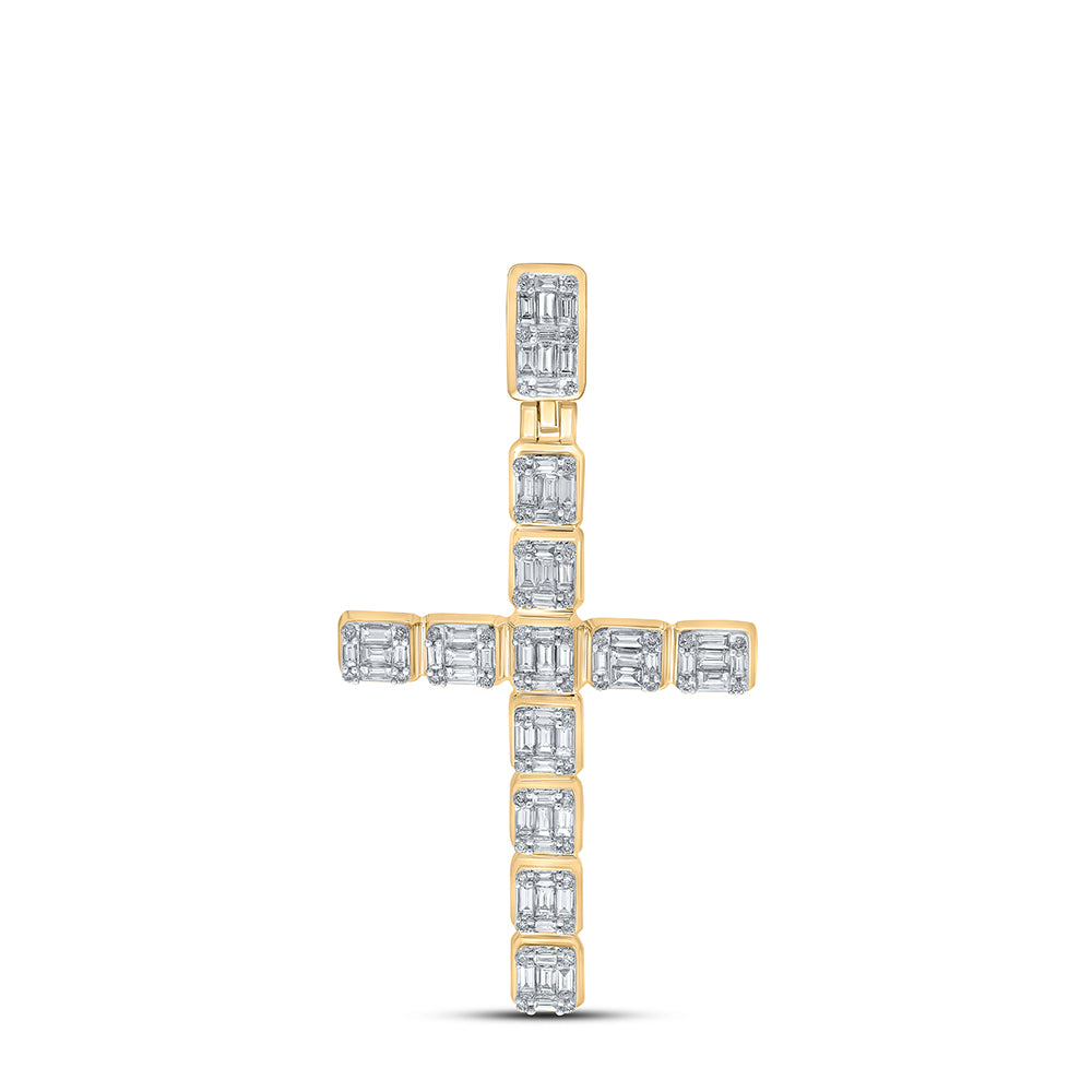 1 7/8CTW-DIA CN CROSS MENS CHARM