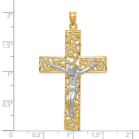 Load image into Gallery viewer, 14k Two-tone Diamond-cut Crucifix Pendant
