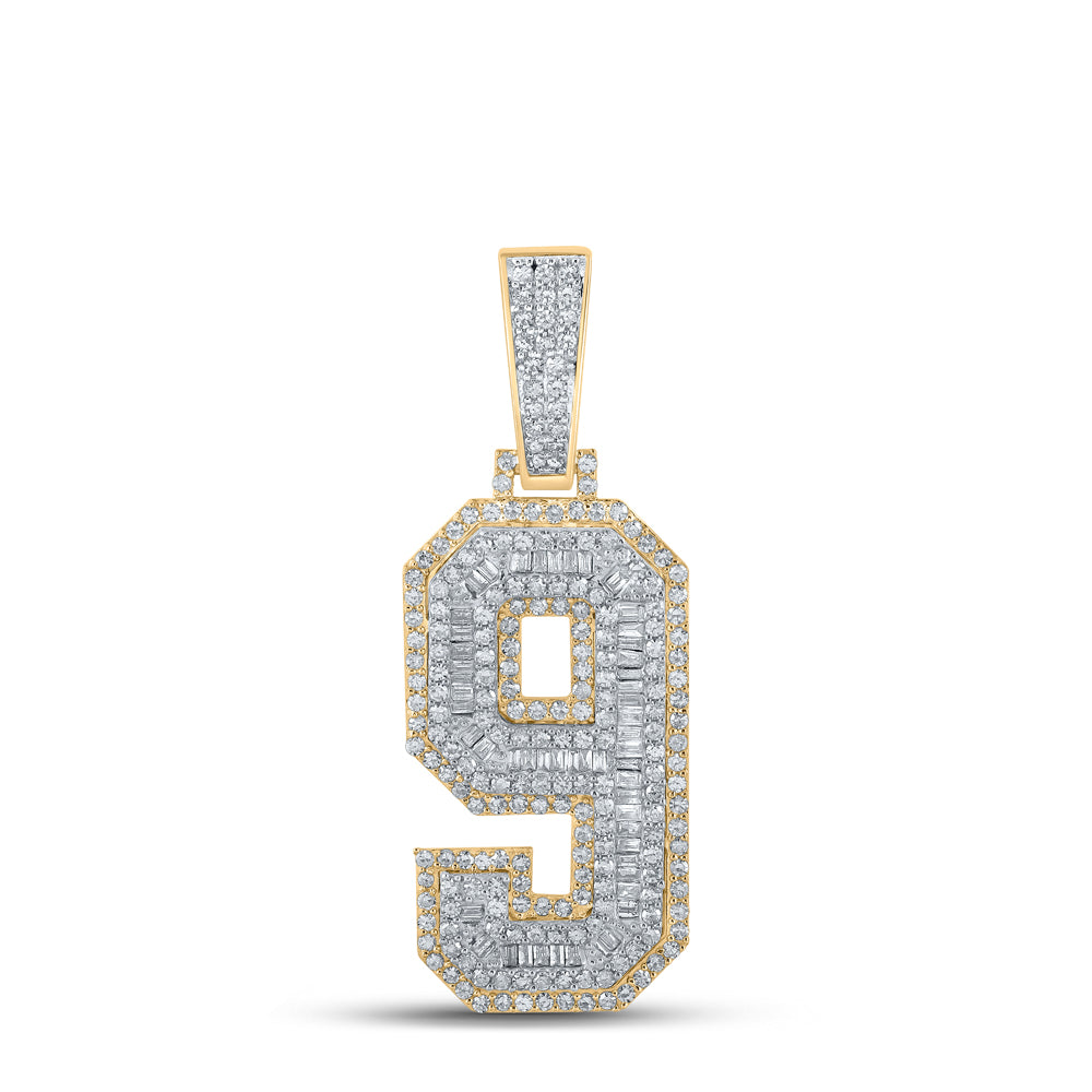 1 5/8CTW-DIA CN NUMBER "9" MENS CHARM