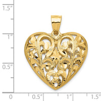 Load image into Gallery viewer, 14K Polished Diamond-cut Filigree 3-D Heart Pendant
