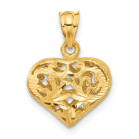 Load image into Gallery viewer, 14K Polished 3-D Filigree Puffed Heart Pendant
