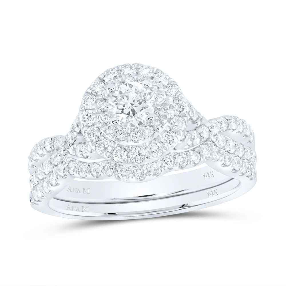 1 CTW-DIA ANA M 1/3CT-CRD BRIDAL SET DOUBLE HALO