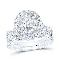 Load image into Gallery viewer, 2 CTW-DIA ANA M 1/2CT-COVAL BRIDAL SET DOUBLE HALO
