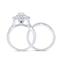 Load image into Gallery viewer, 2 CTW-DIA ANA M 1/2CT-CPEAR BRIDAL SET DOUBLE HALO
