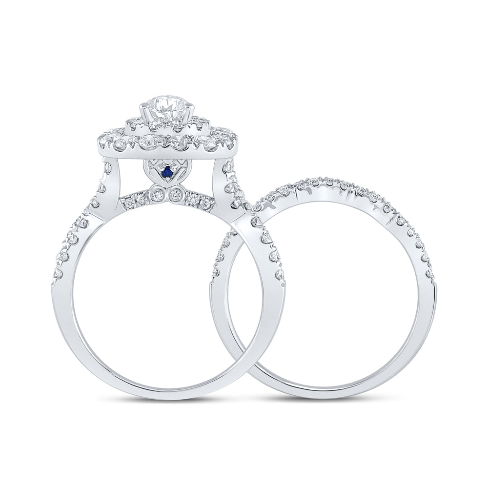 2 CTW-DIA ANA M 1/2CT-CPEAR BRIDAL SET DOUBLE HALO