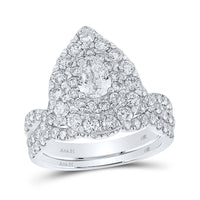Load image into Gallery viewer, 2 CTW-DIA ANA M 1/2CT-CPEAR BRIDAL SET DOUBLE HALO
