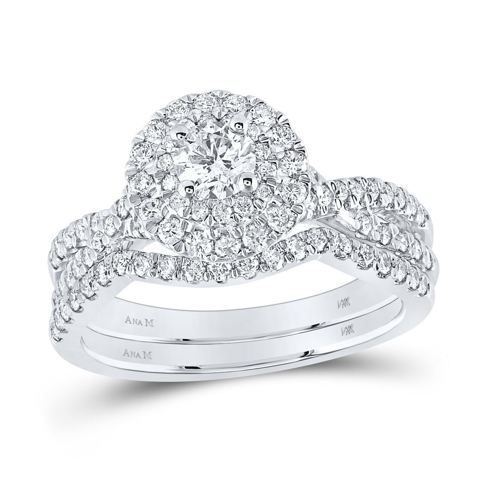 1 CTW-DIA ANA M 1/3CT-CRD BRIDAL SET DOUBLE HALO