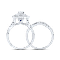 Load image into Gallery viewer, 2 CTW-DIA ANA M 1/2CT-CRD BRIDAL SET DOUBLE HALO
