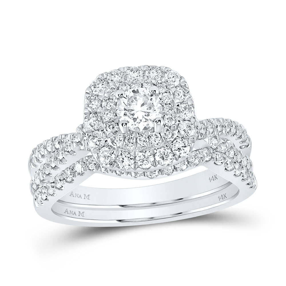1 CTW-DIA ANA M 1/3CT-CRD BRIDAL SET DOUBLE HALO