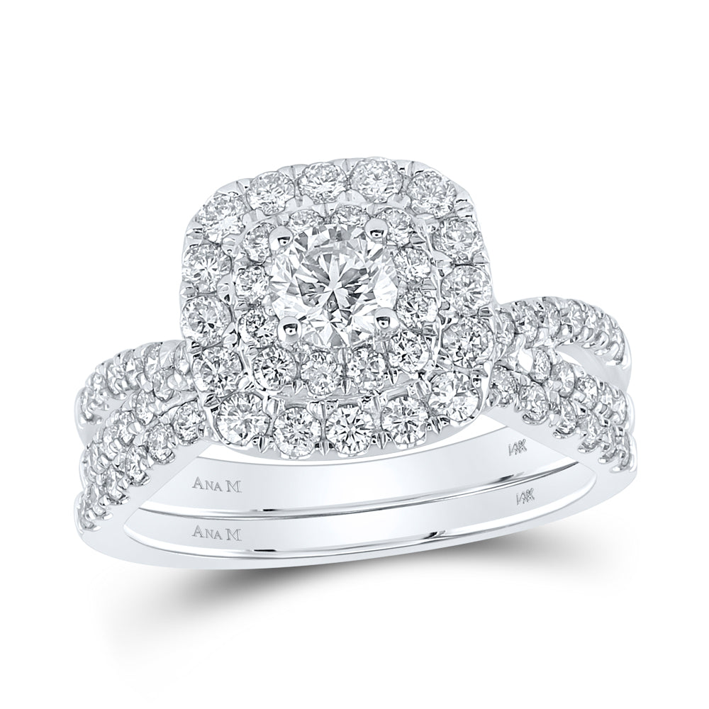 1 1/2CTW-DIA ANA M 3/8CT-CRD BRIDAL SET DOUBLE HALO