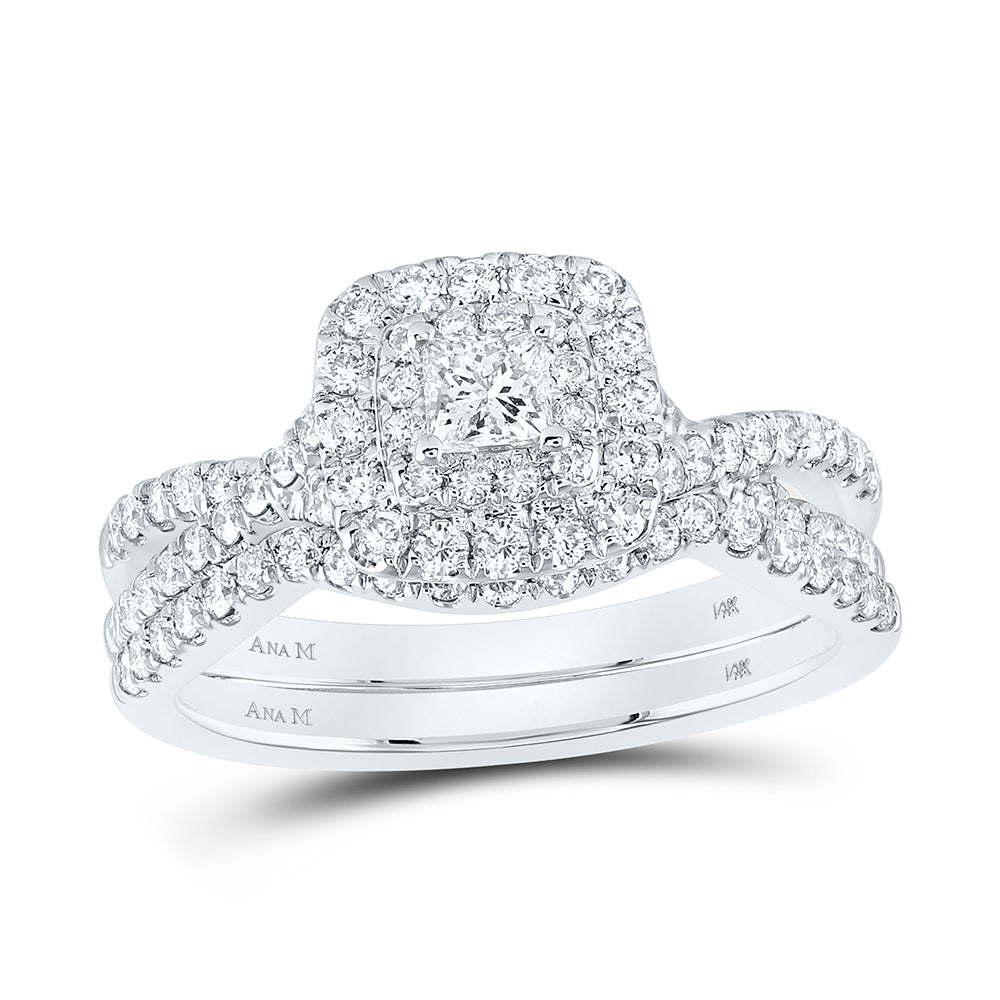 1 CTW-DIA ANA M 1/5CT-CPR BRIDAL SET DOUBLE HALO