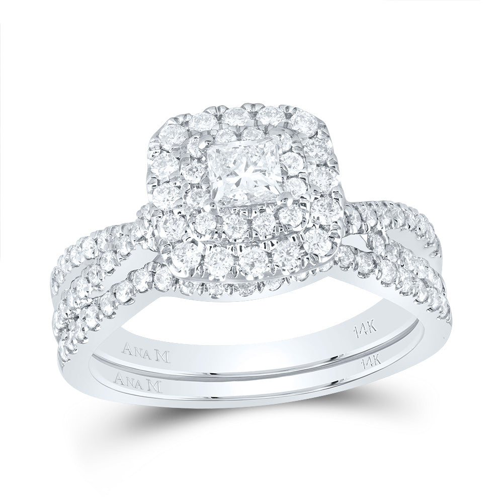 1 CTW-DIA ANA M 1/3CT-CPR BRIDAL SET DOUBLE HALO