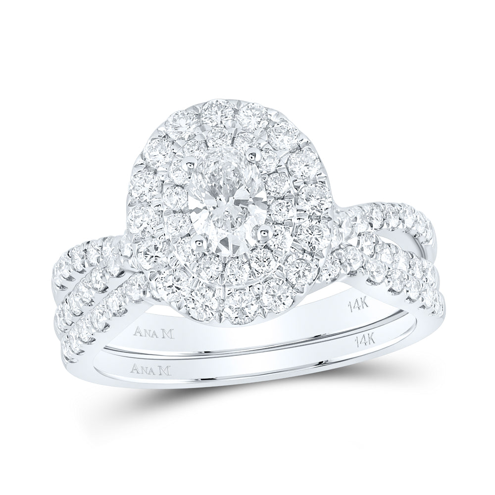 1 1/2CTW-DIA ANA M 3/8CT-COVAL BRIDAL SET DOUBLE HALO