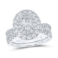 Load image into Gallery viewer, 2 CTW-DIA ANA M 1/2CT-COVAL BRIDAL SET DOUBLE HALO
