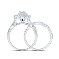 Load image into Gallery viewer, 2 CTW-DIA ANA M 1/2CT-CPEAR BRIDAL SET DOUBLE HALO
