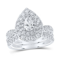 Load image into Gallery viewer, 2 CTW-DIA ANA M 1/2CT-CPEAR BRIDAL SET DOUBLE HALO
