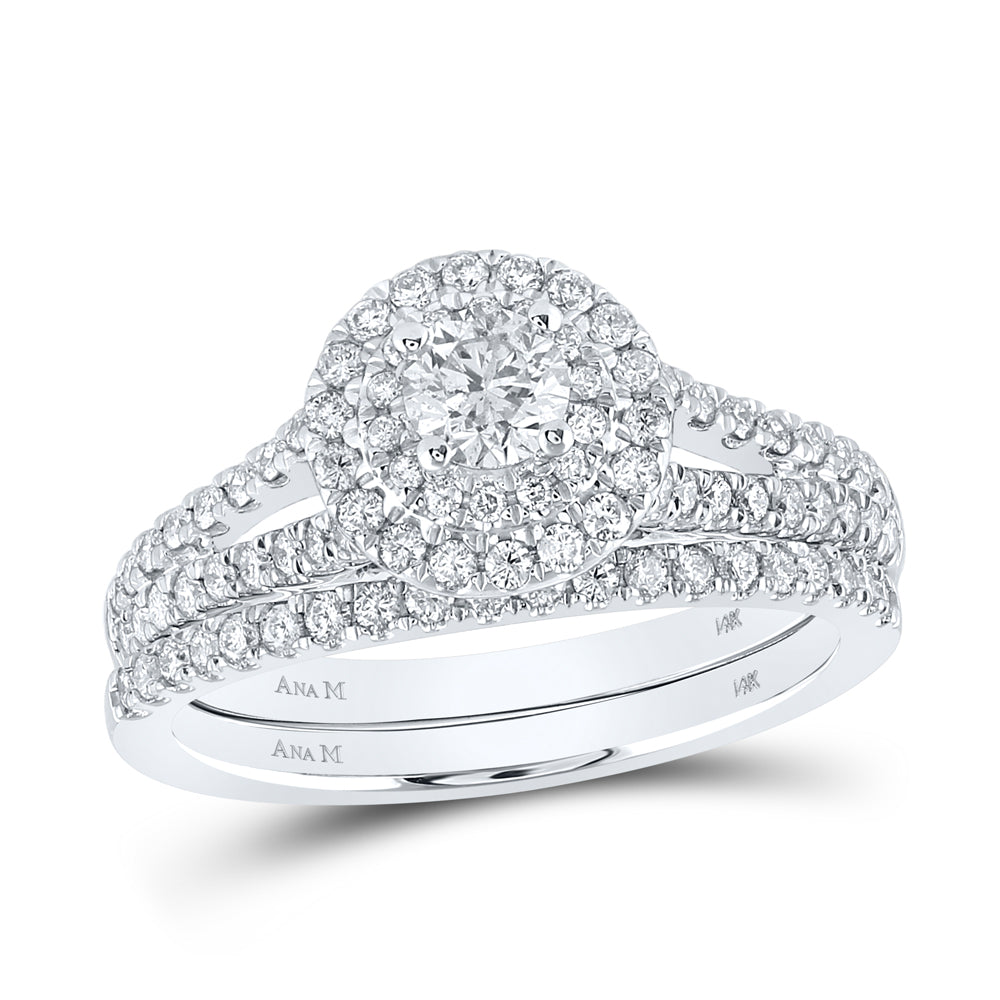 1 CTW-DIA ANA M 1/3CT-CRD BRIDAL SET DOUBLE HALO