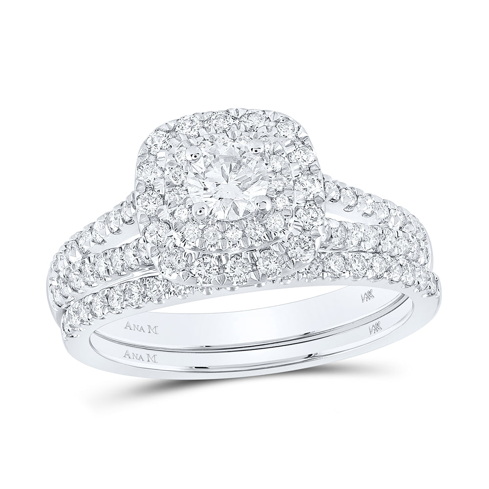 1 CTW-DIA ANA M 1/3CT-CRD BRIDAL SET DOUBLE HALO