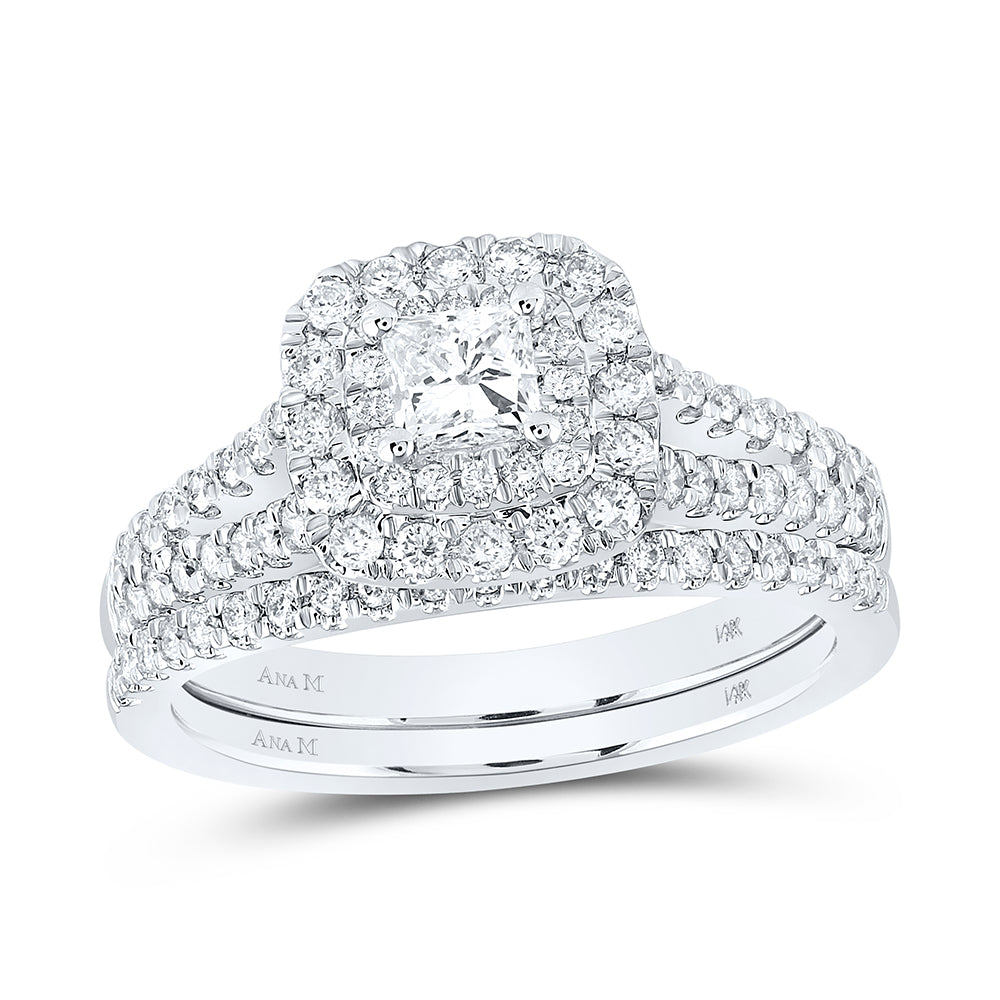 1 CTW-DIA ANA M 1/3CT-CPR BRIDAL SET DOUBLE HALO