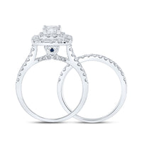 Load image into Gallery viewer, 2 CTW-DIA ANA M 1/2CT-CPR BRIDAL SET DOUBLE HALO
