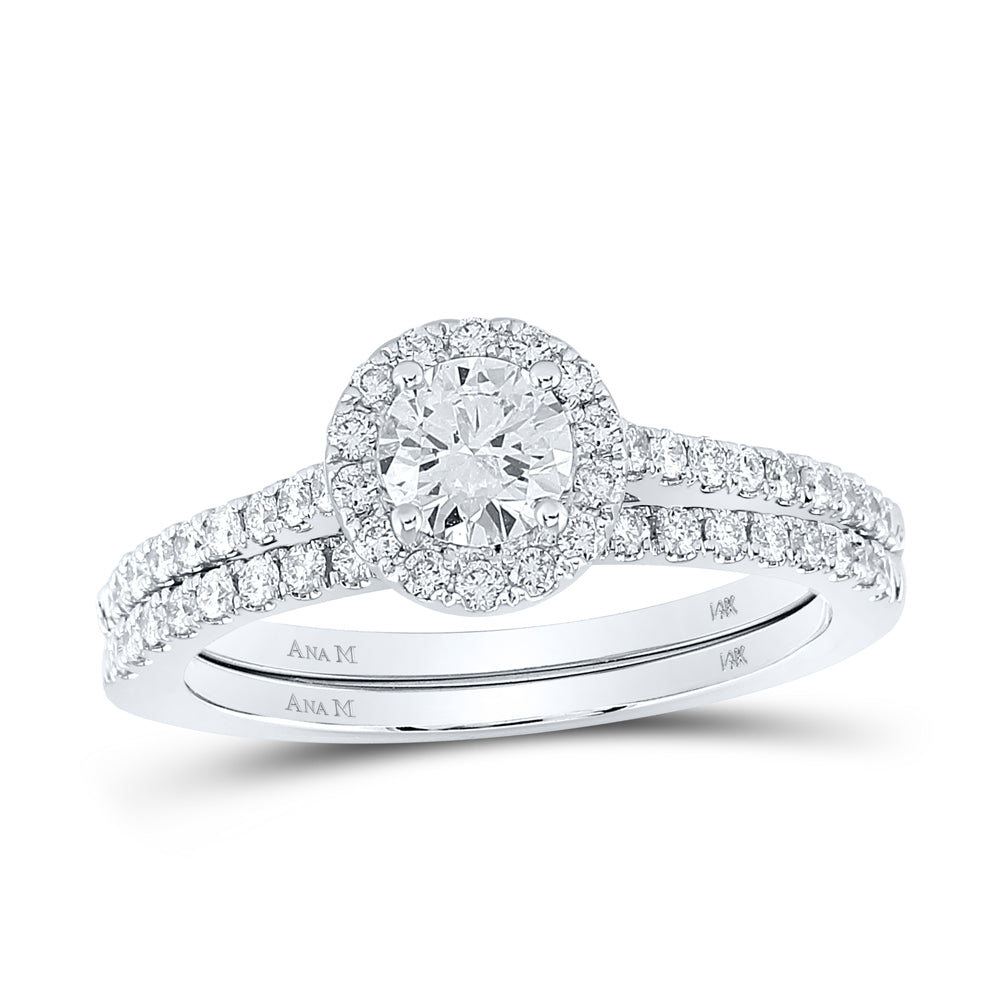1CTW-DIA ANA M 1/2CT-CRD BRIDAL SET SINGLE HALO