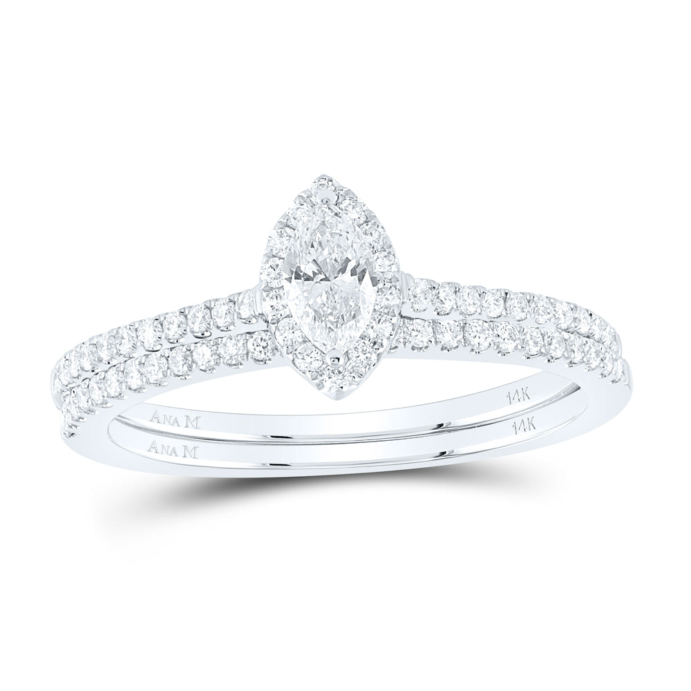 1/2CTW-DIA ANA M 1/5CT-CMQ BRIDAL SET SINGLE HALO