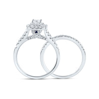 Load image into Gallery viewer, 1 CTW-DIA ANA M 1/5CT-CPR BRIDAL SET DOUBLE HALO

