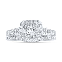 Load image into Gallery viewer, 1 CTW-DIA ANA M 1/3CT-CPR BRIDAL SET DOUBLE HALO
