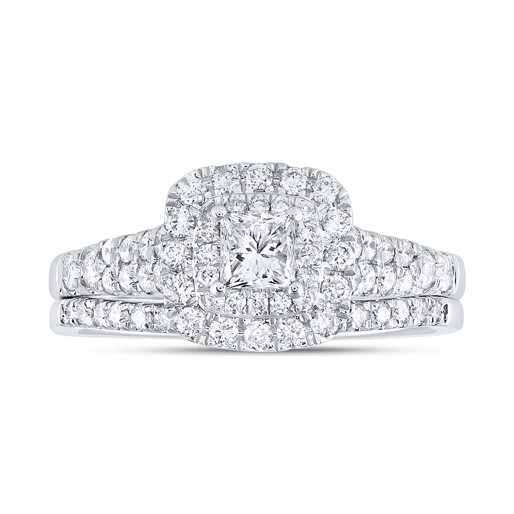 1 CTW-DIA ANA M 1/3CT-CPR BRIDAL SET DOUBLE HALO