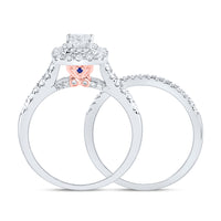 Load image into Gallery viewer, 1 CTW-DIA ANA M 1/3CT-CPR BRIDAL SET DOUBLE HALO
