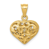 Load image into Gallery viewer, 14K Polished 3-D Filigree Puffed Heart Pendant
