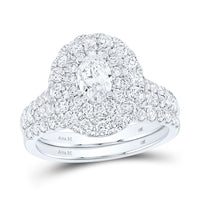 Load image into Gallery viewer, 2 CTW-DIA ANA M 1/2CT-COVAL BRIDAL SET DOUBLE HALO
