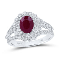 Load image into Gallery viewer, 7/8CTW-DIA ANA M 8x6MM RUBY-OVAL NAT GEM RING
