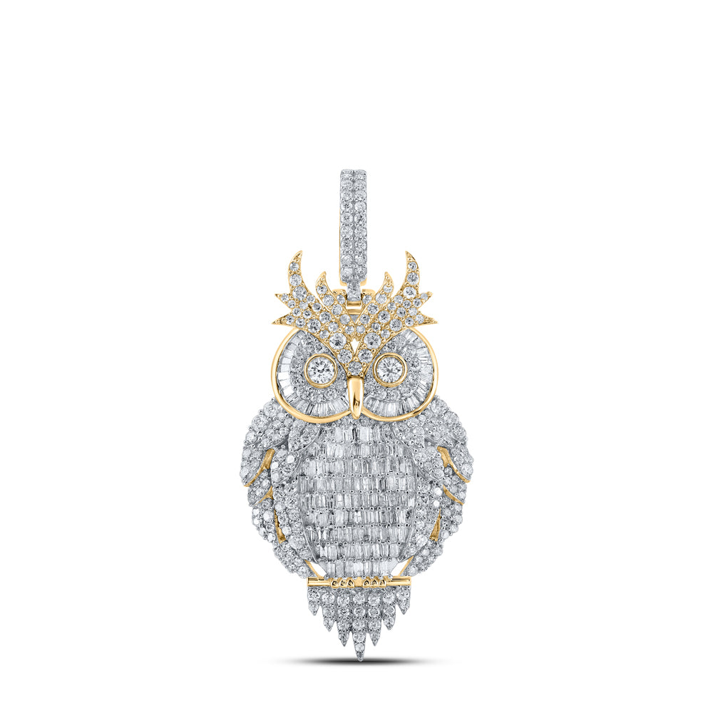 3 7/8CTW-DIA NK OWL MENS CHARM