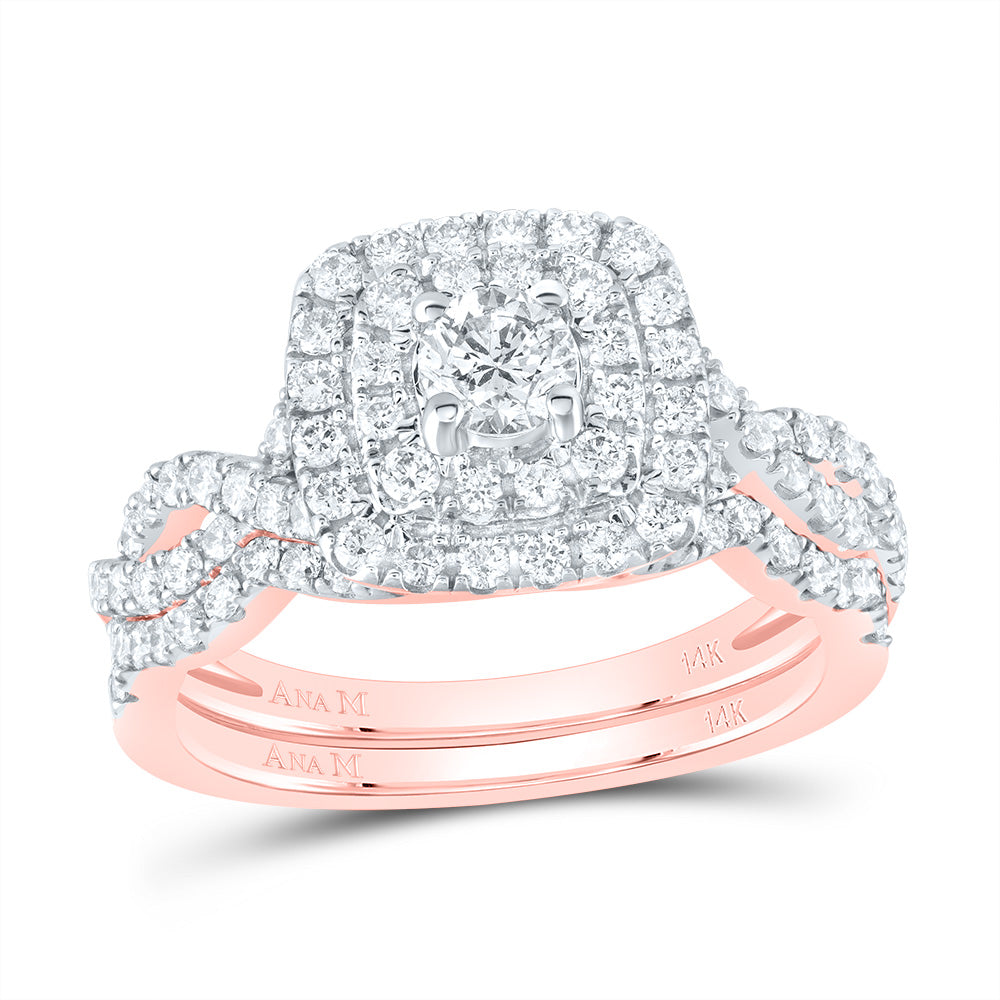 1 CTW-DIA ANA M 1/3CT-CRD BRIDAL SET 2 HALO