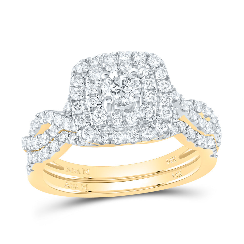 1 CTW-DIA ANA M 1/3CT-CRD BRIDAL SET 2 HALO