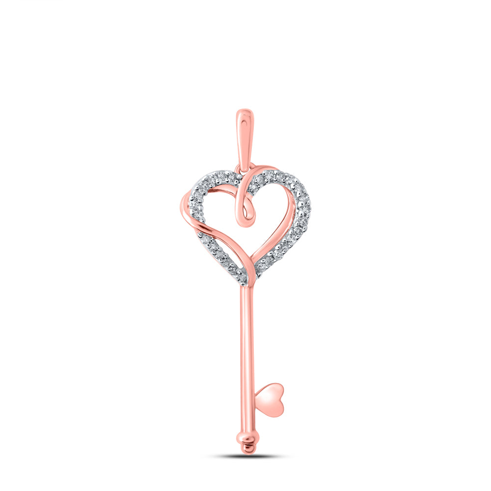 1/12CTW-DIA P2 GIFT HEART KEY PENDANT