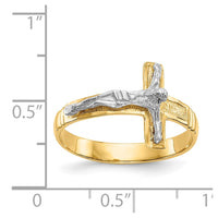 Load image into Gallery viewer, 14K Two-Tone Polished Diamond-Cut Mens Crucifix Ring
