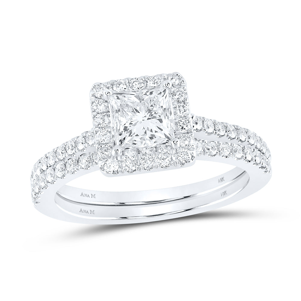 1 1/2CTW-DIA ANA M 1CT-CPR SINGLE HALO BRIDAL SET