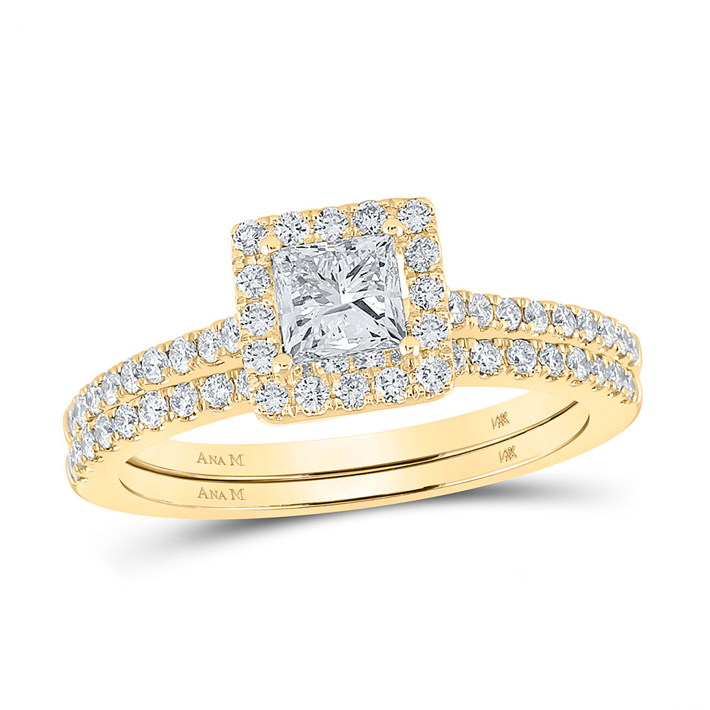 1 1/4CTW-DIA ANA M 3/4CT-CPR SINGLE HALO BRIDAL SET