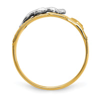 Load image into Gallery viewer, 14k Two-tone Polished &amp; Diamond-Cut Mens Crucifix Ring
