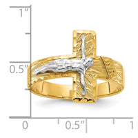Load image into Gallery viewer, 14k Two-tone Polished &amp; Diamond-Cut Mens Crucifix Ring
