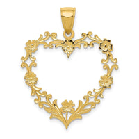 Load image into Gallery viewer, 14K Polished Floral Border Heart Pendant
