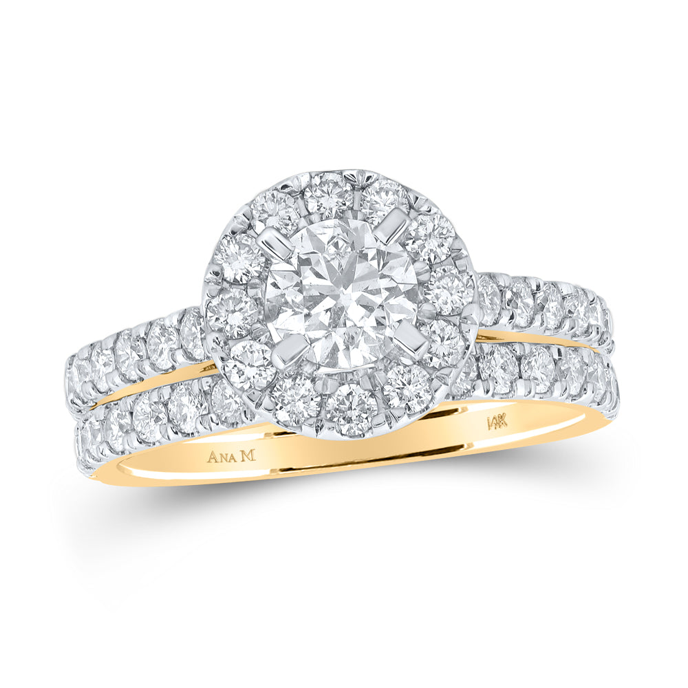 1 7/8CTW-DIA ANA M 3/4CT-CRD BRIDAL SET SINGLE HALO