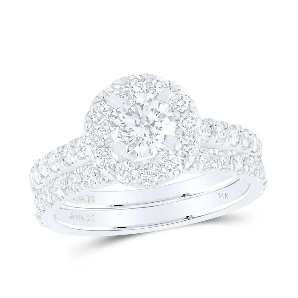 1 7/8CTW-DIA ANA M 3/4CT-CRD BRIDAL SET SINGLE HALO