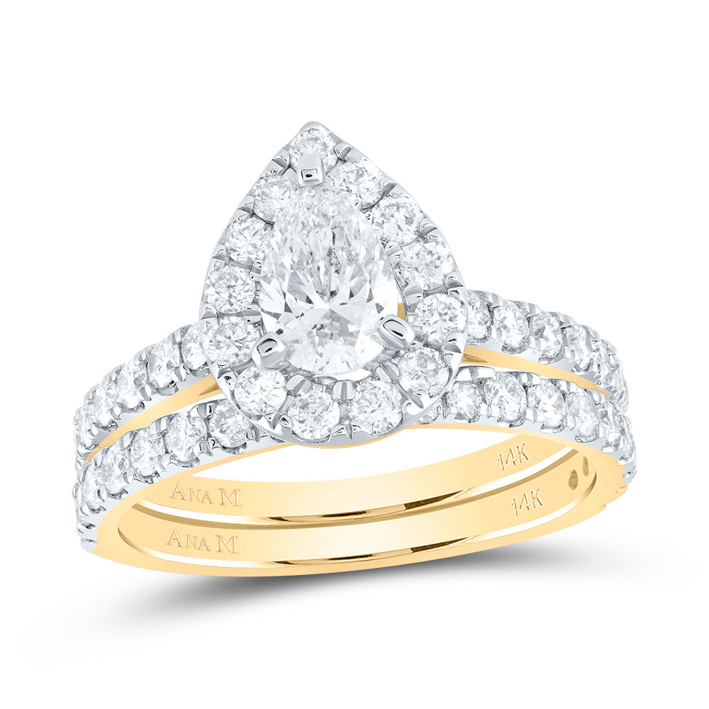 1 7/8CTW-DIA ANA M 3/4CT-CPEAR BRIDAL SET SINGLE HALO